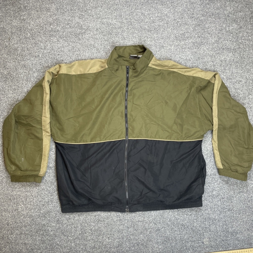 David‎ Taylor Mens XLT Windbreaker Jacket Colorblock Olive Green Black Full Zip